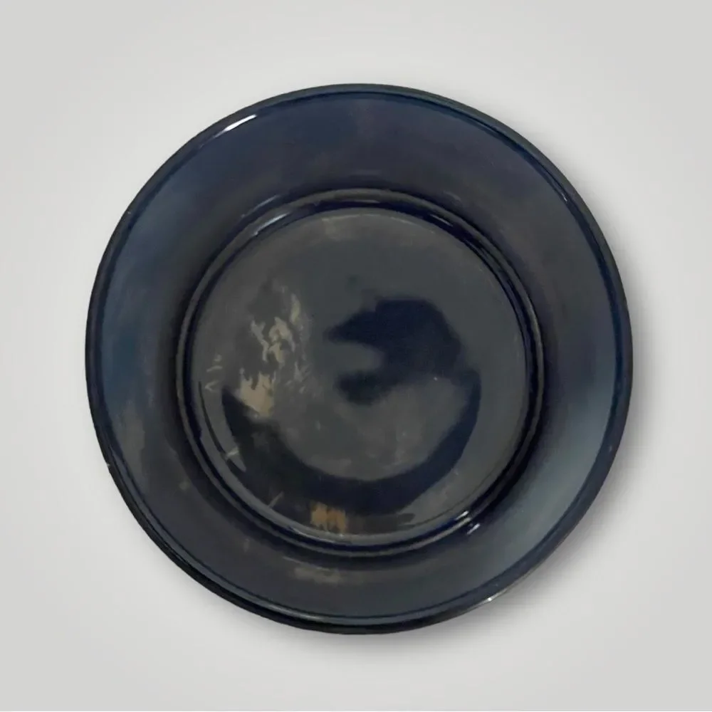 Sapphire Blue Canister with Wooden Flower Painted Sealing Lid 18 oz